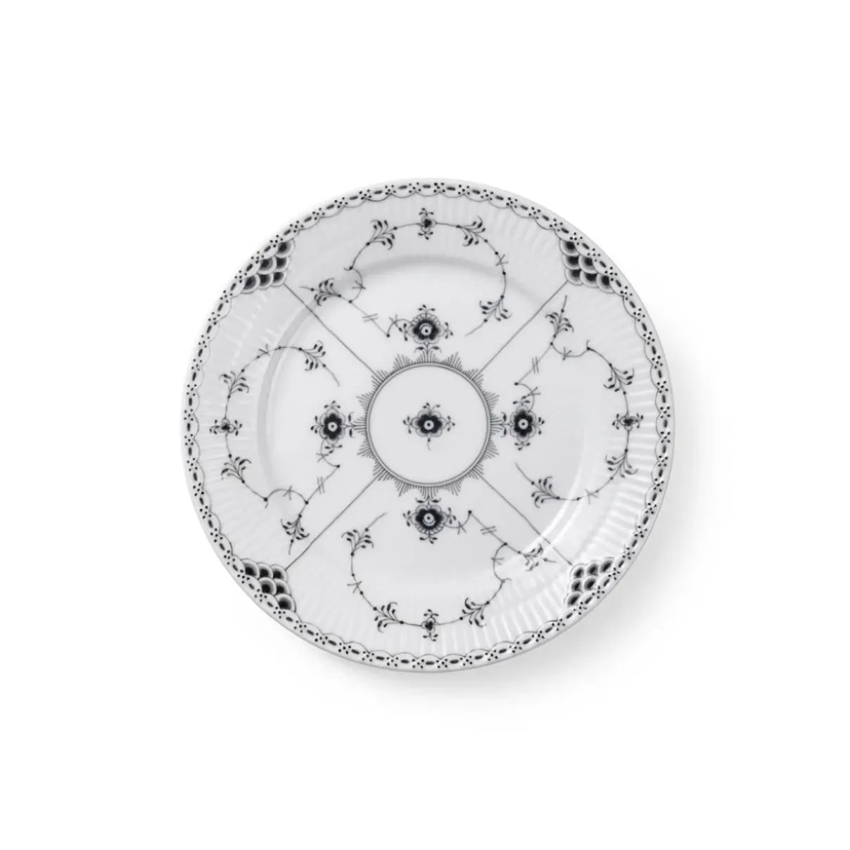 Royal Copenhagen Eksklusive Steldele|Sort Musselmalet Halvblonde*Sort Musselmalet Halvblonde tallerken, 19 cm