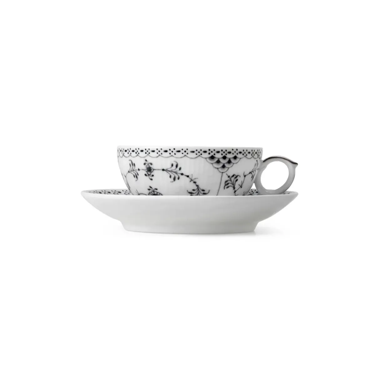 Royal Copenhagen Eksklusive Steldele|Sort Musselmalet Halvblonde*Sort Musselmalet Halvblonde kop med underkop 20 cl