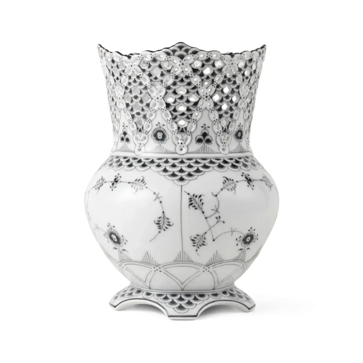 Royal Copenhagen Eksklusive Steldele|Sort Musselmalet Helblonde*Sort Musselmalet Helblonde vase, 22 cm