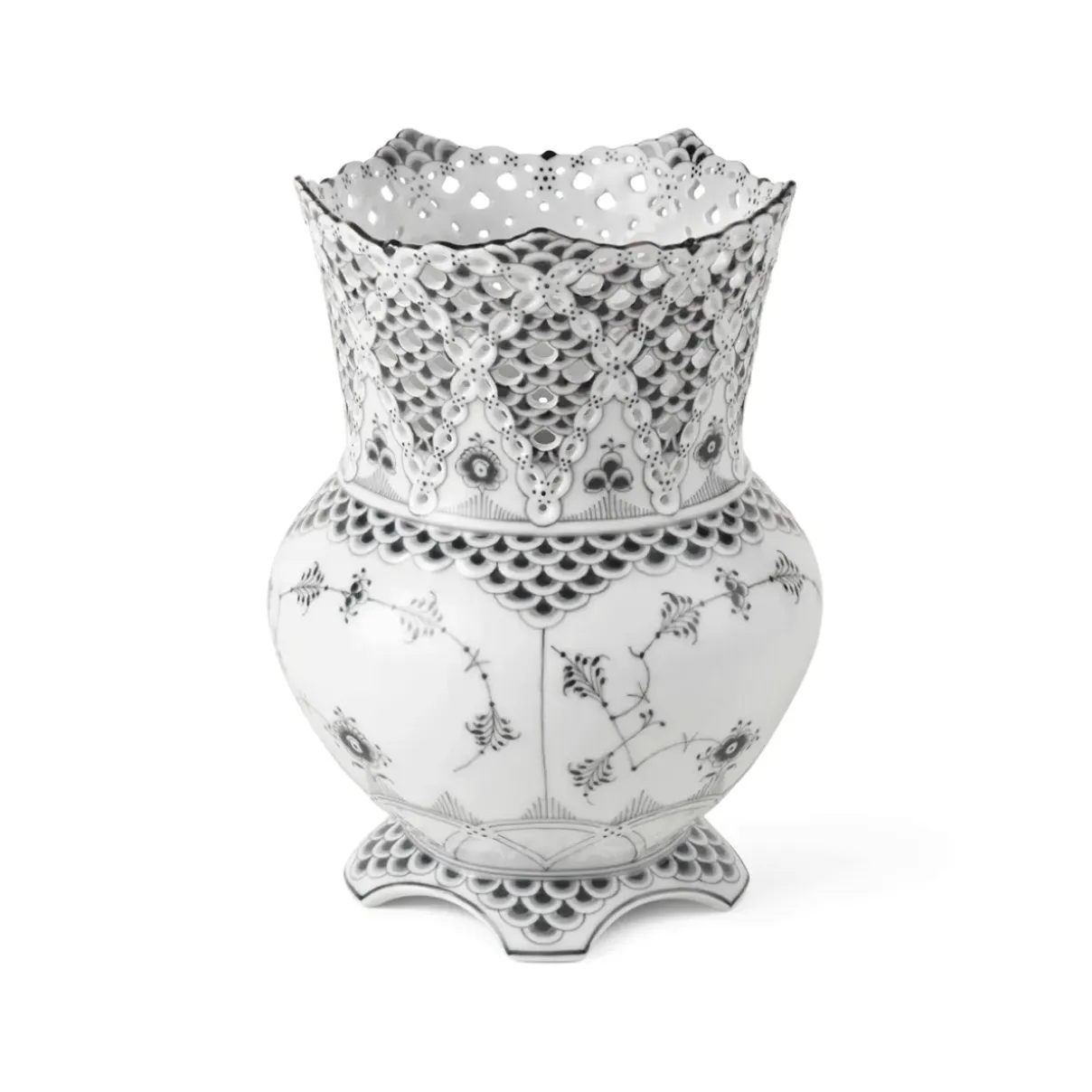 Royal Copenhagen Eksklusive Steldele|Sort Musselmalet Helblonde*Sort Musselmalet Helblonde vase, 22 cm