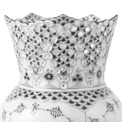 Royal Copenhagen Eksklusive Steldele|Sort Musselmalet Helblonde*Sort Musselmalet Helblonde vase, 22 cm