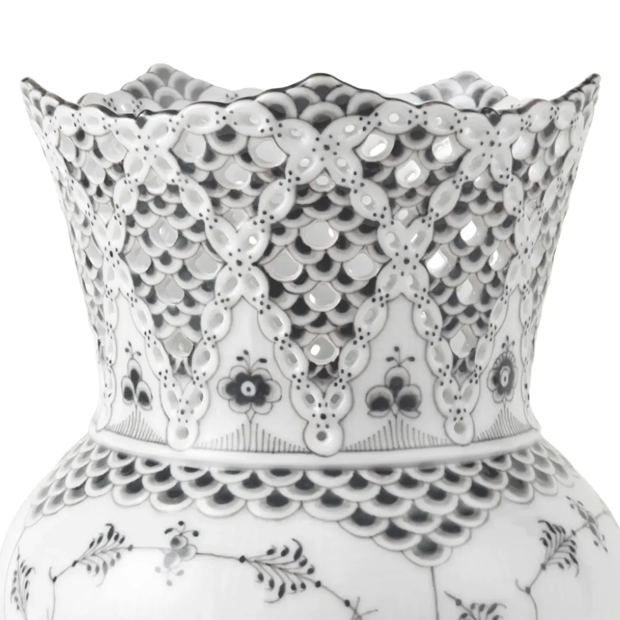 Royal Copenhagen Eksklusive Steldele|Sort Musselmalet Helblonde*Sort Musselmalet Helblonde vase, 22 cm