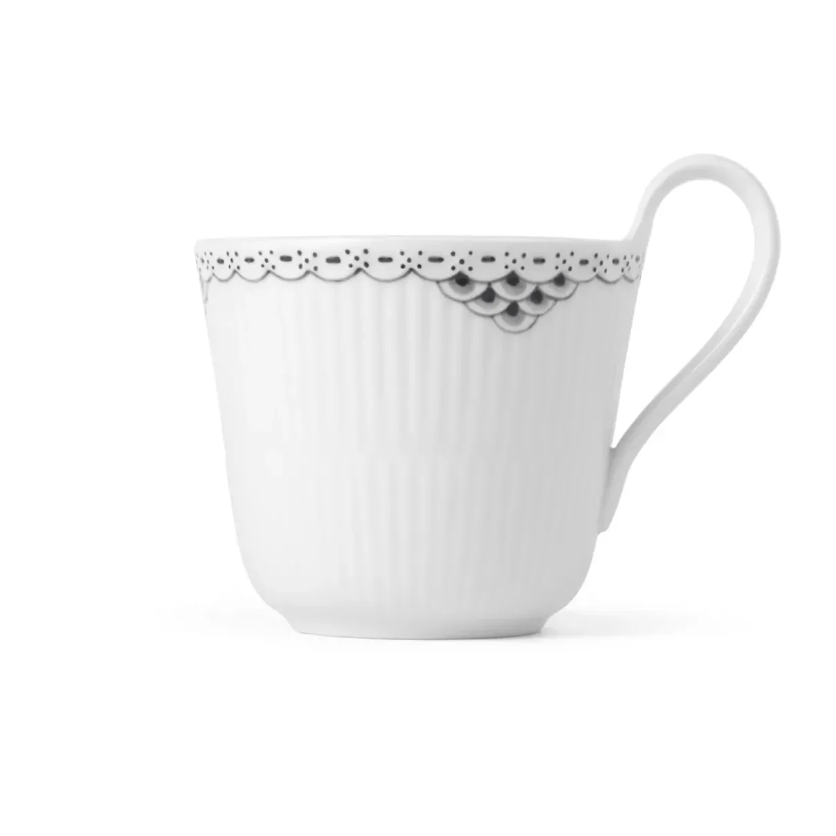 Royal Copenhagen Sort Riflet Blonde|Kaffekopper*Sort Riflet Blonde højhankskop, 33 cl