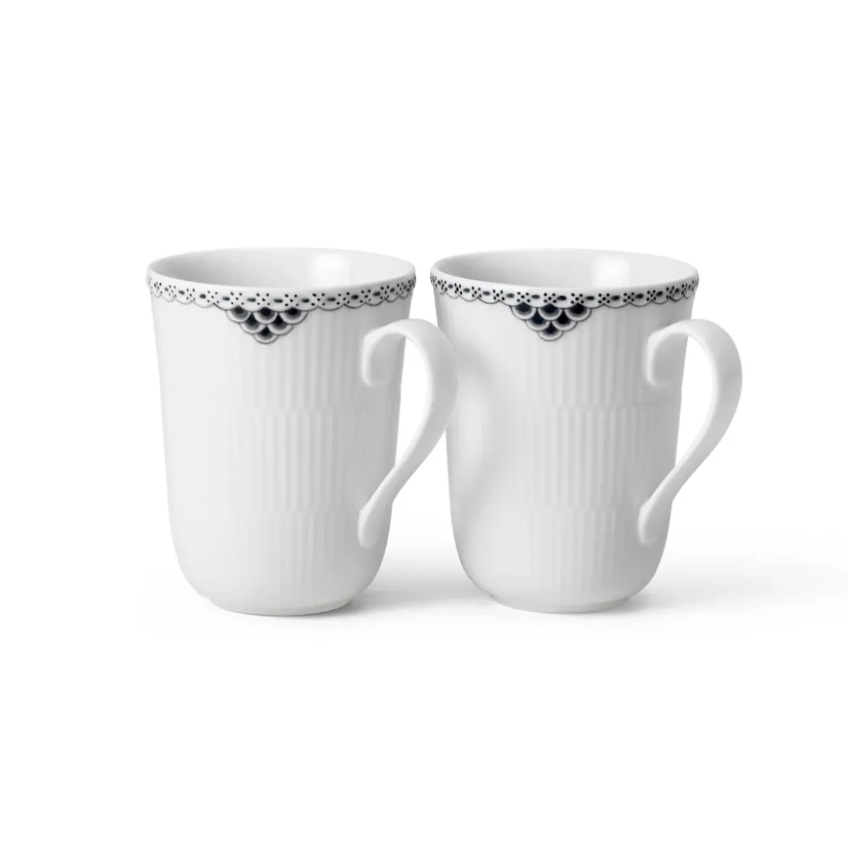Royal Copenhagen Sort Riflet Blonde|Kaffekopper*kop, 36 cl, 2 stk. Sort Riflet Blonde