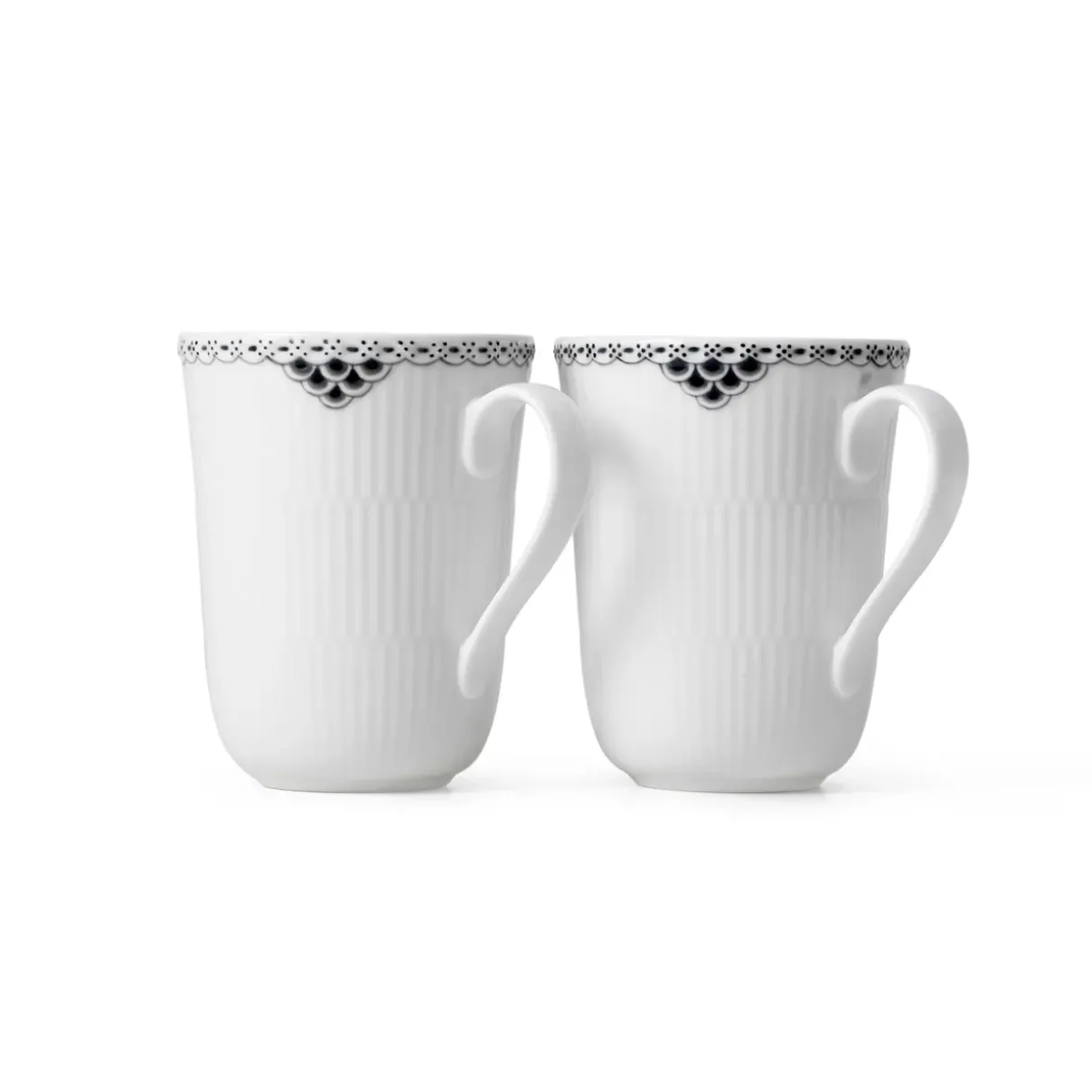 Royal Copenhagen Sort Riflet Blonde|Kaffekopper*kop, 36 cl, 2 stk. Sort Riflet Blonde