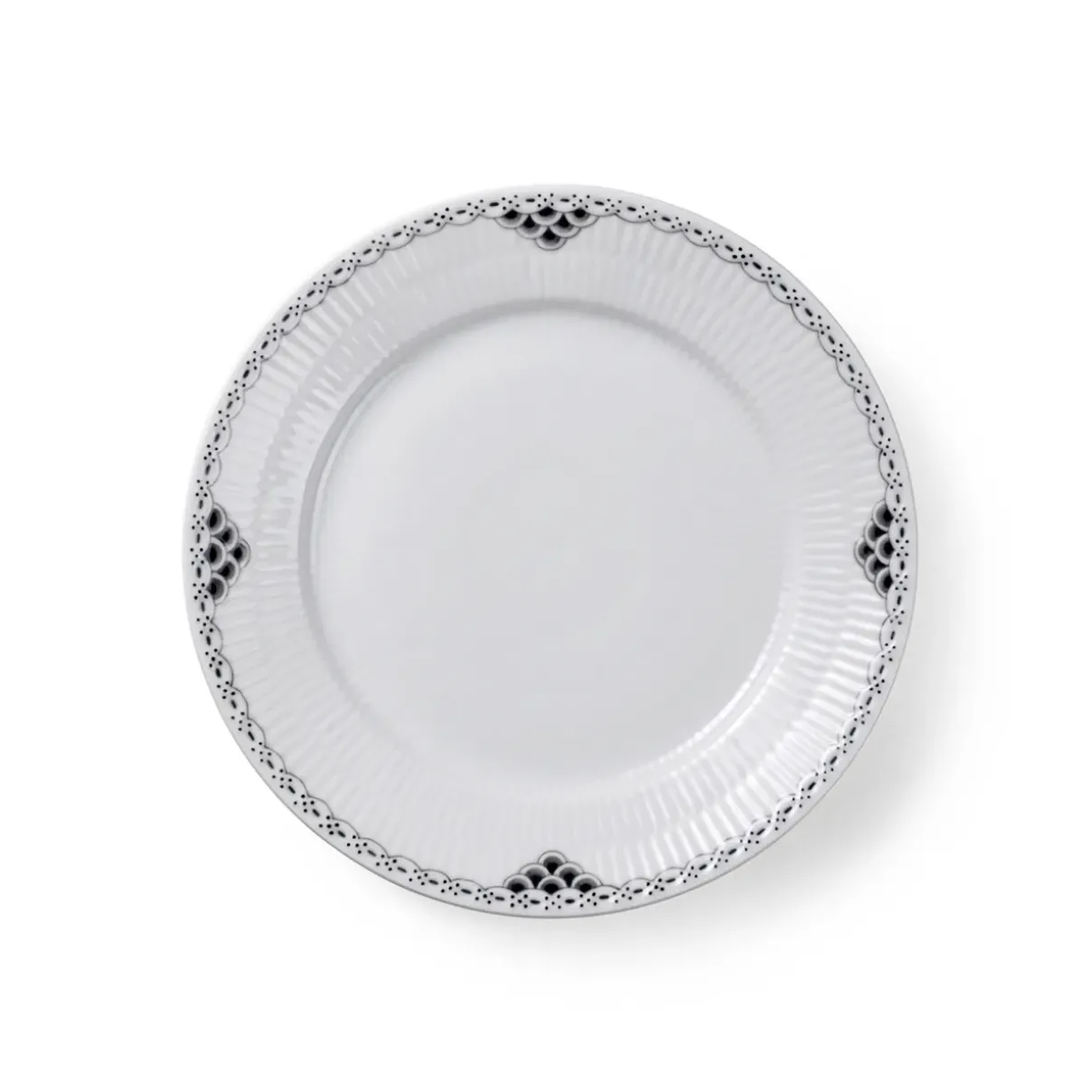Royal Copenhagen Sort Riflet Blonde|Frokost Tallerkener*Sort Riflet Blonde tallerken, 22 cm