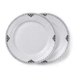 Royal Copenhagen Sort Riflet Blonde|Middagstallerkener*Sort Riflet Blonde tallerken, 22 cm, 2 stk.