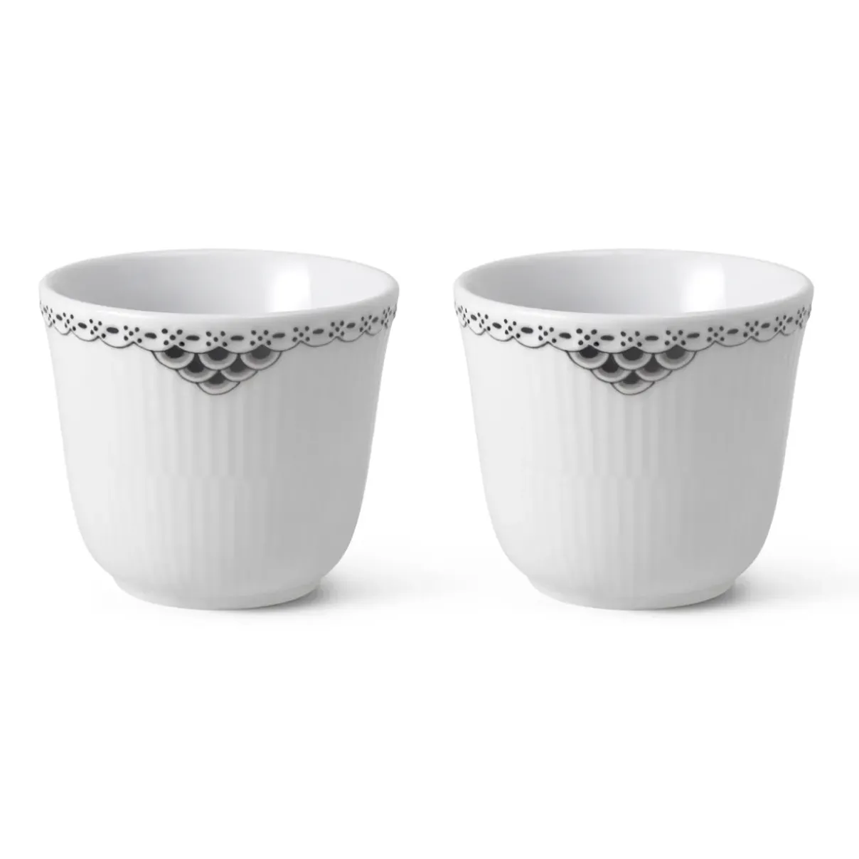 Royal Copenhagen Sort Riflet Blonde|Kaffekopper*Sort Riflet Blonde termokrus, 26 cl, 2 stk.