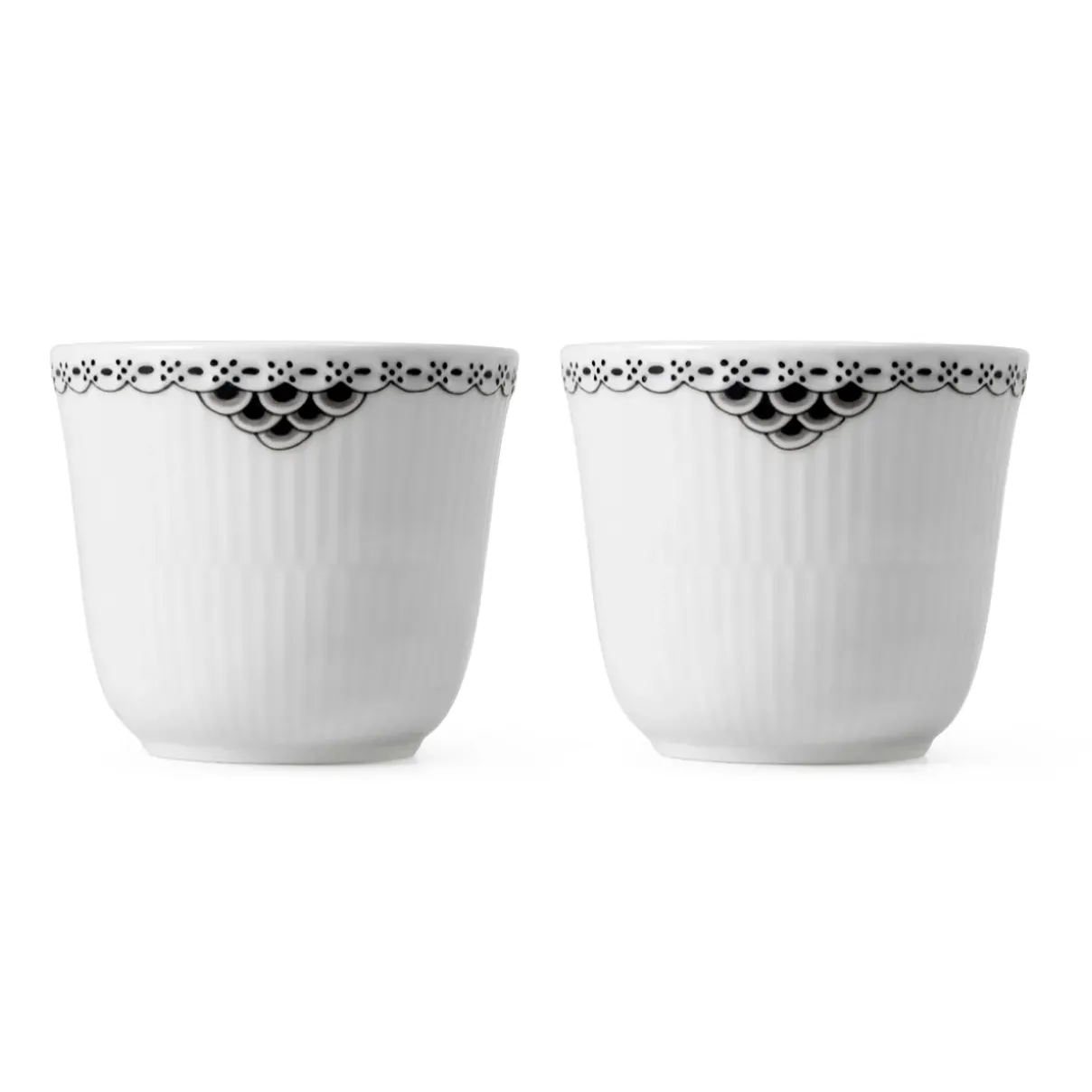 Royal Copenhagen Sort Riflet Blonde|Kaffekopper*Sort Riflet Blonde termokrus, 26 cl, 2 stk.