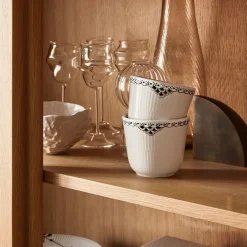 Royal Copenhagen Sort Riflet Blonde|Kaffekopper*Sort Riflet Blonde termokrus, 26 cl, 2 stk.