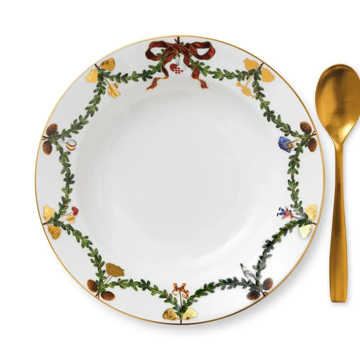 Royal Copenhagen Stjerne Riflet Jul|Dybe Tallerkener*Stjerne Riflet Jul dyb tallerken, 24,5 cm