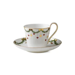 Royal Copenhagen Stjerne Riflet Jul|Kaffekopper*Stjerne Riflet Jul højhankskop og underkop, 27 cl