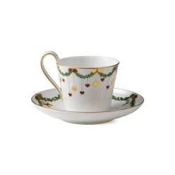 Royal Copenhagen Stjerne Riflet Jul|Kaffekopper*Stjerne Riflet Jul højhankskop og underkop, 27 cl
