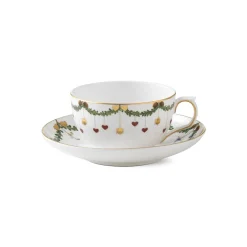 Royal Copenhagen Stjerne Riflet Jul|Kaffekopper*Stjerne Riflet Jul kop og underkop, 32 cl
