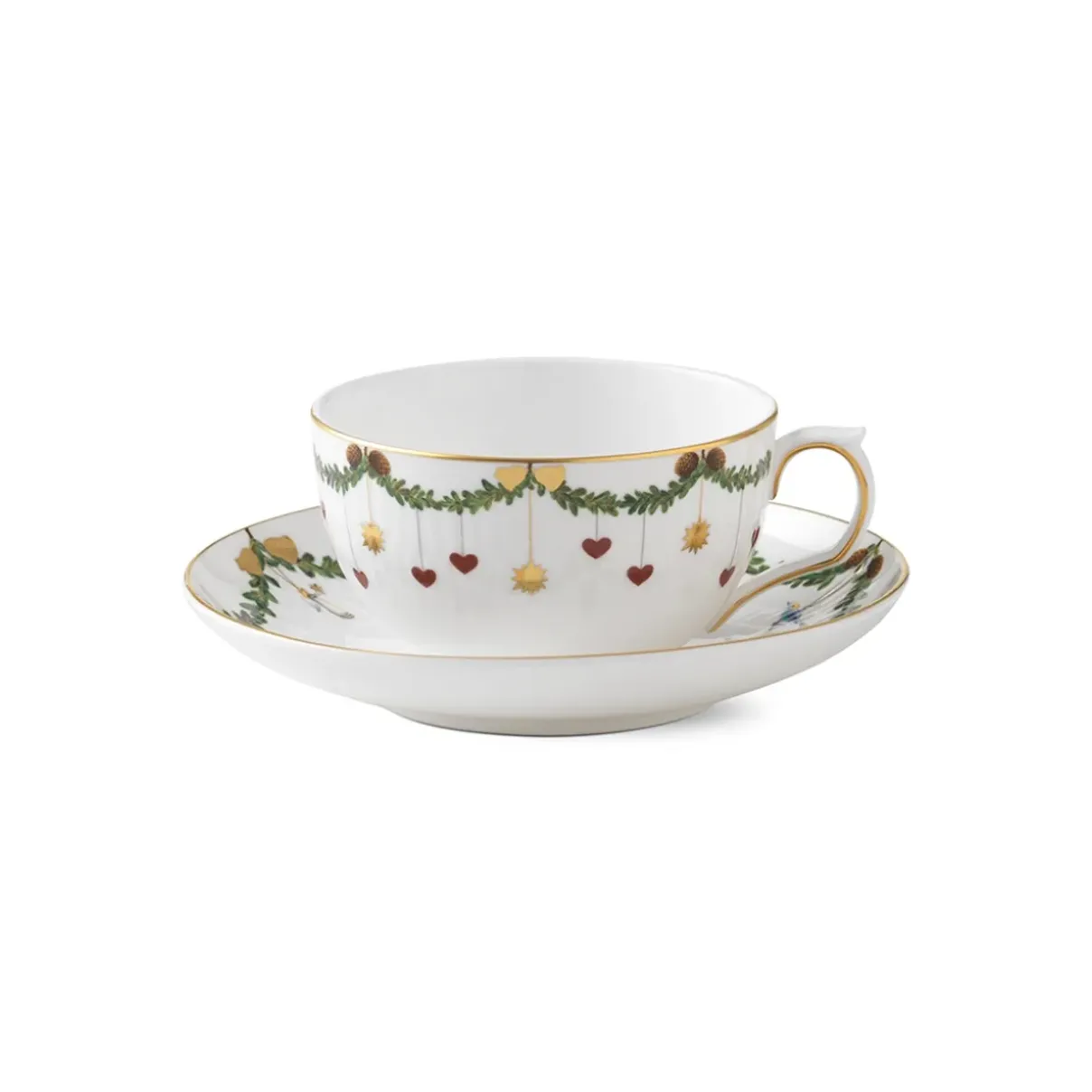 Royal Copenhagen Stjerne Riflet Jul|Kaffekopper*Stjerne Riflet Jul kop og underkop, 32 cl