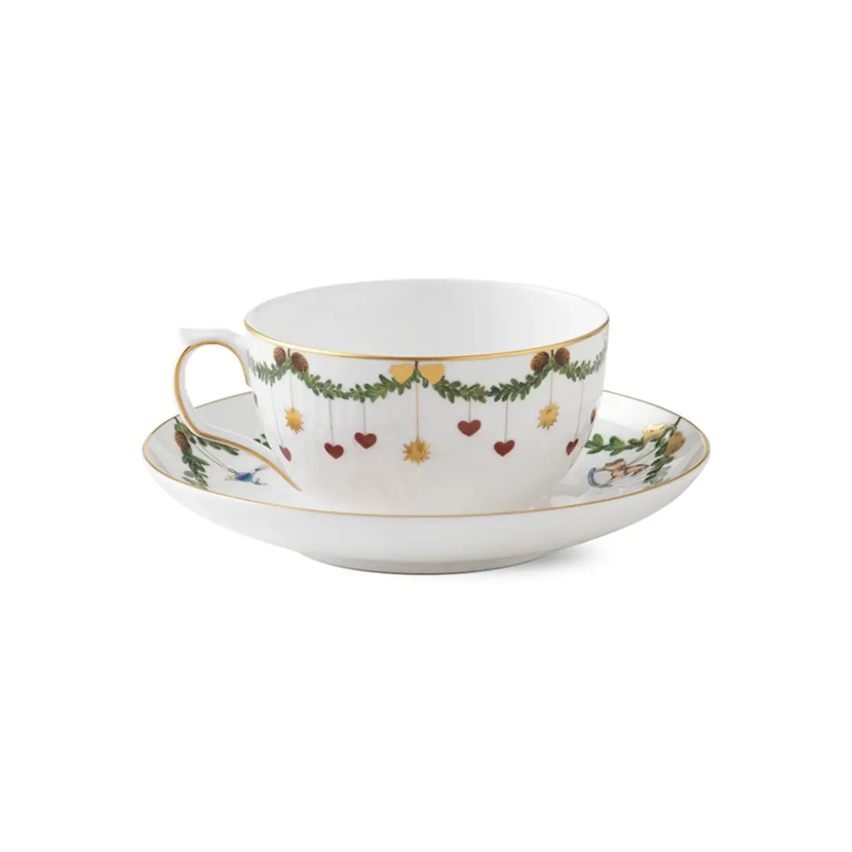Royal Copenhagen Stjerne Riflet Jul|Kaffekopper*Stjerne Riflet Jul kop og underkop, 32 cl