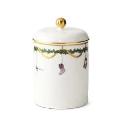 Royal Copenhagen Stjerne Riflet Jul|Opbevaringskrukker*Stjerne Riflet Jul krukke med låg, 16 cm