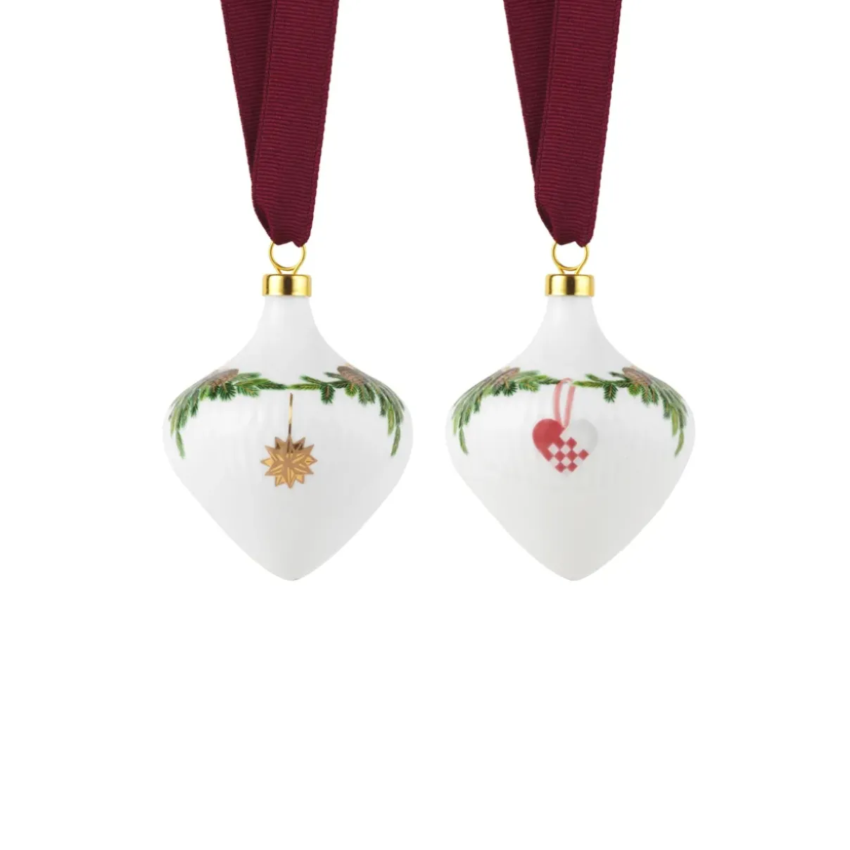Royal Copenhagen Stjerne Riflet Jul|Julepynt*Stjerne Riflet Jul ornament, 8,5 cm, 2 stk.